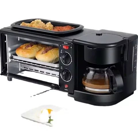 DSK 3-in-1 Electric Breakfast Maker with Toaster Oven, Frying Pan and Coffee Maker