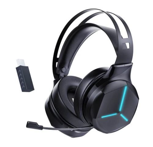 Honcam HC-A202F 2.4G/Bluetooth Wireless & Wired Over-Ear Gaming Headphones – Low Latency Under 30ms, Dynamic Drivers, Built-in Microphone, Multicolor Gaming Lights, LED Battery Indicator