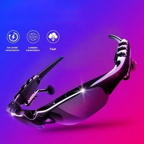 368 Smart Bluetooth Cycling Sunglasses with Built-in Earphones – Wireless Audio, Active Noise Cancellation, IPX8 Water Resistance, Digital Battery Display, Black