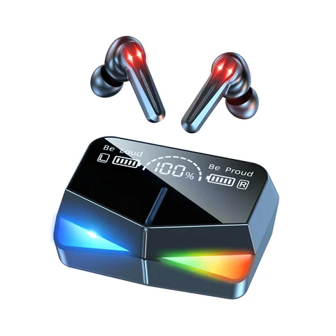 M28 TWS Wireless Gaming Earbuds – Low Latency, Touch Control, IPX8 Water Resistance, LED Battery Indicator, 180 Hours Standby, Black